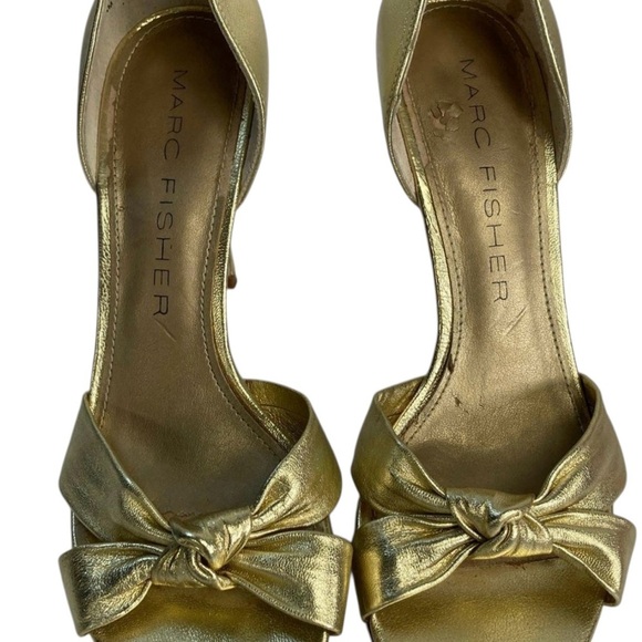 Marc Fisher Gold Open-Toe Heels - Picture 2 of 3